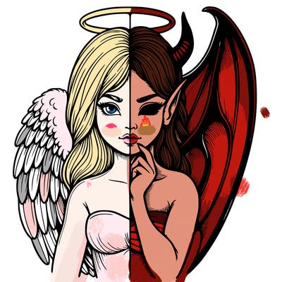 realistic angel half demon