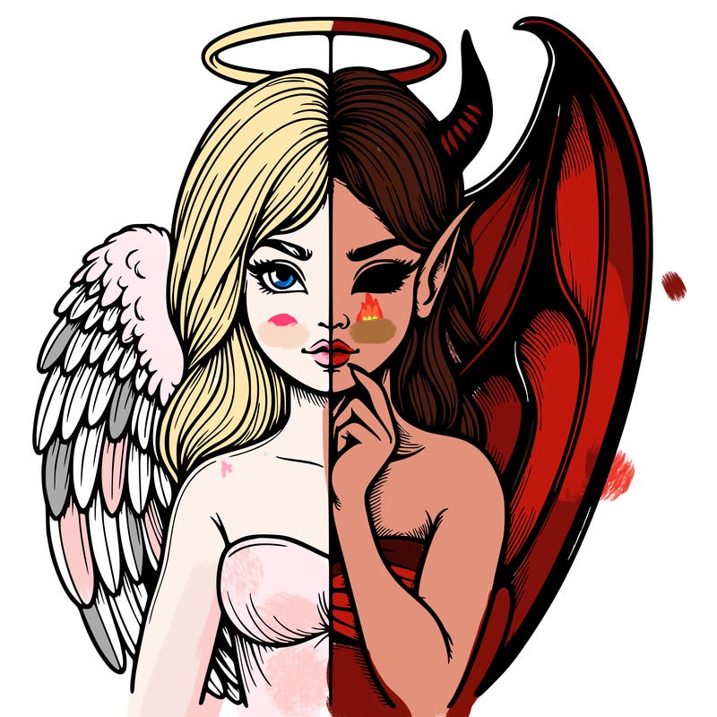 realistic angel half demon