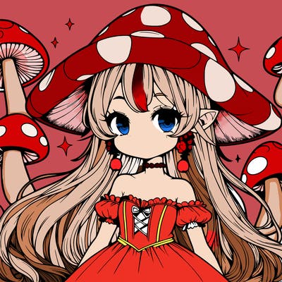 a magical mushroom girl realistic anime