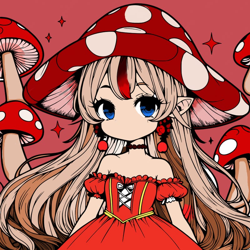 a magical mushroom girl realistic anime
