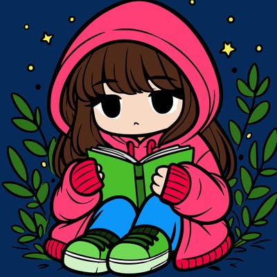 girl in oversized hoodie reading a book