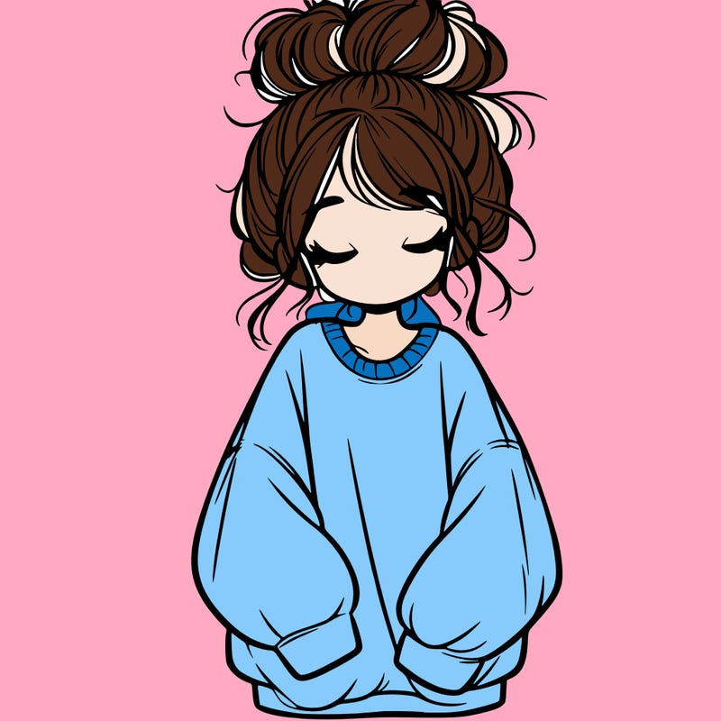 girl with baggy sweatshirt and messy bun