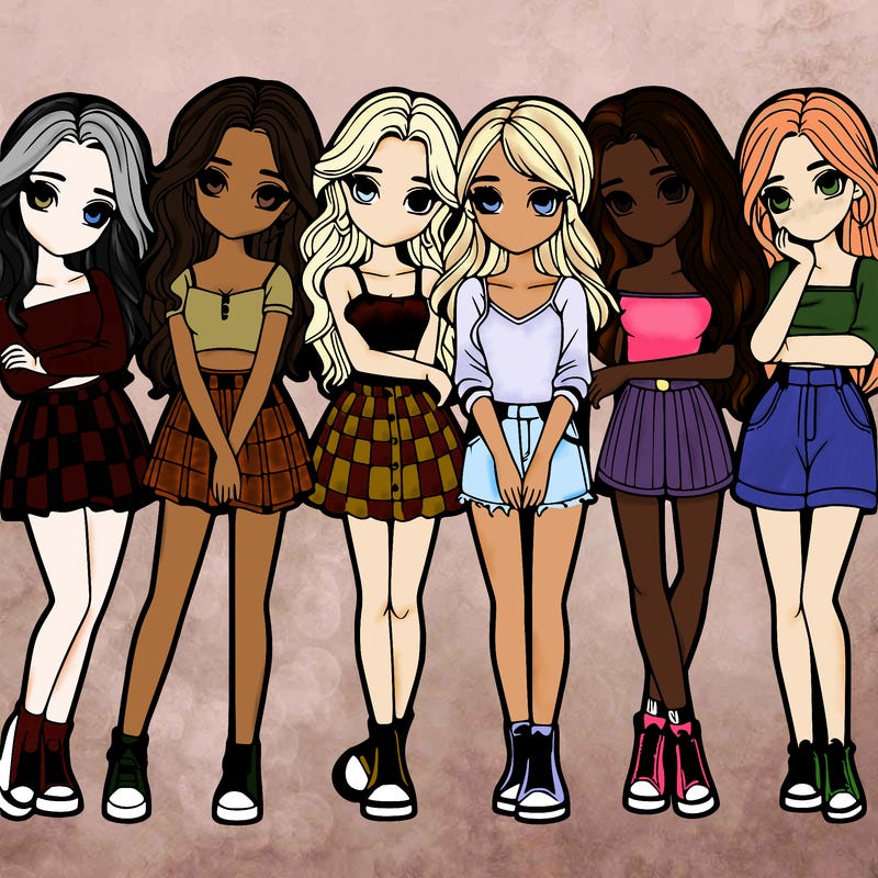 a group of girls realistic