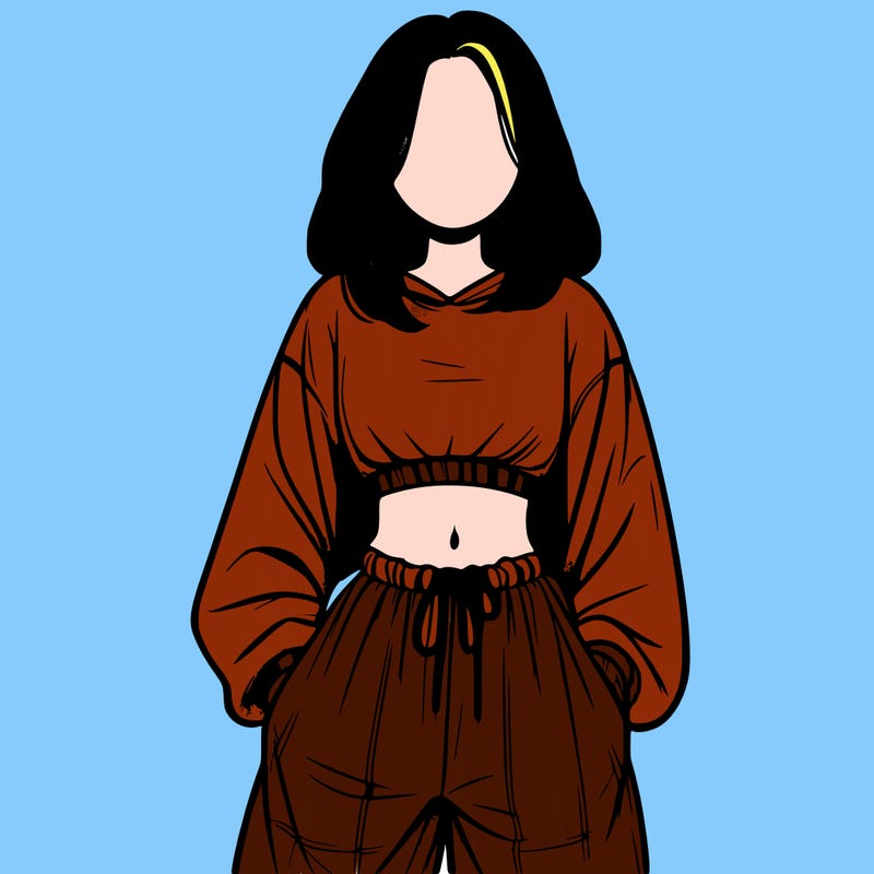 realistic girl faceless with baggy pants and a crop top