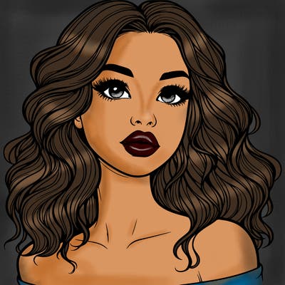 realistic girl with wavy hair and lips