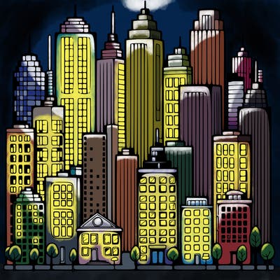 a city with skyscrapers