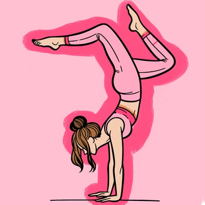 a woman doing a handstand