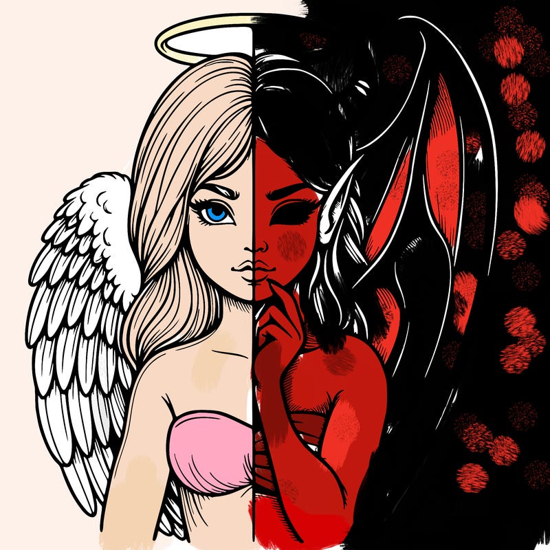 realistic angel half demon