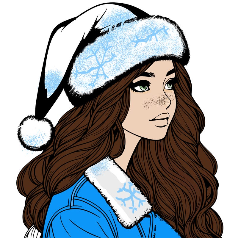 realistic girl in santa hat