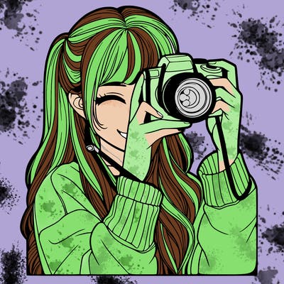 realistic girl taking a picture