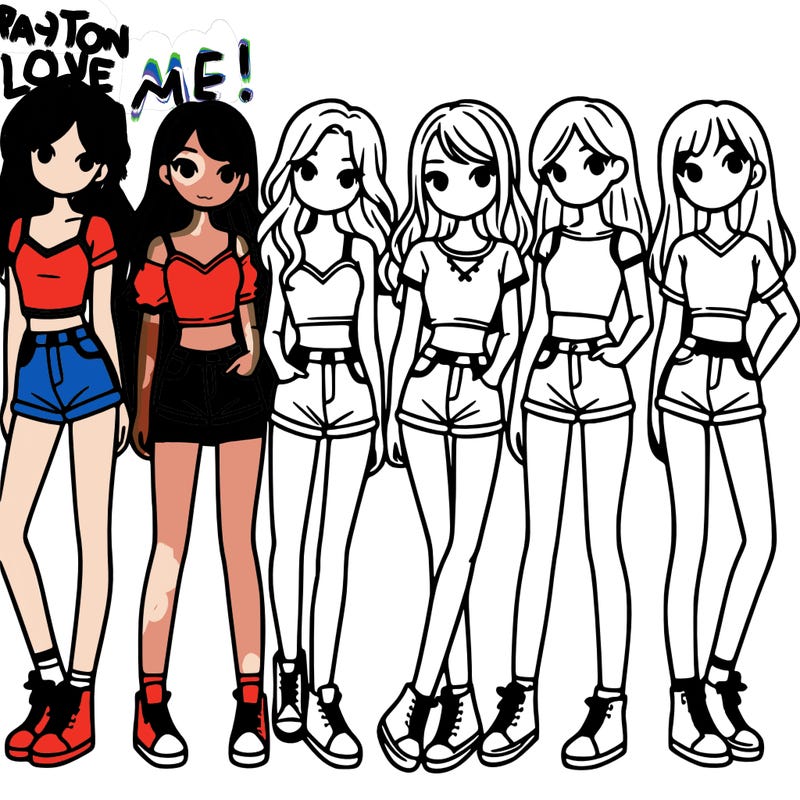 a group of girls wearing crop tops and shorts