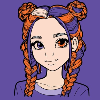 realistic girl with braids