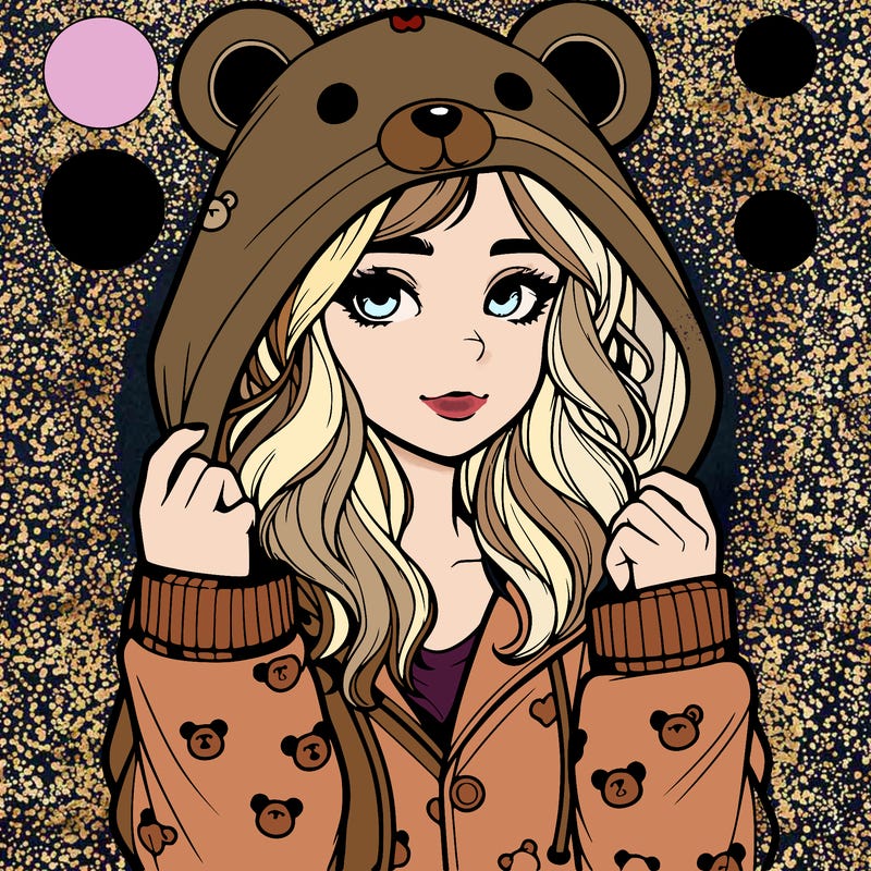 realistic girl in a animal pjs hoodie