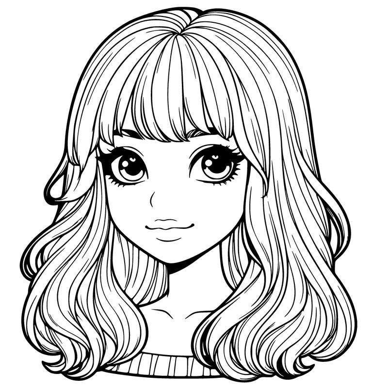 realistic girl with blonde hair with bangs