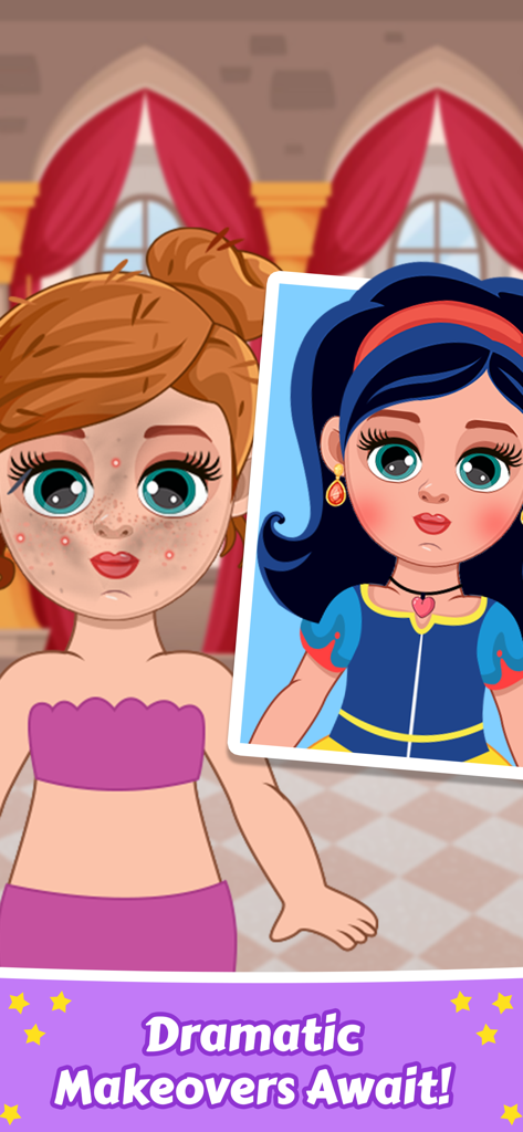 Chibi Doll Dress Up Makeup - Una comparación de transformación dramática de antes y después de un personaje de muñeca Chibi