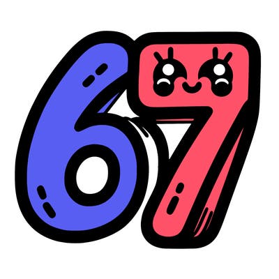 the numbers 67