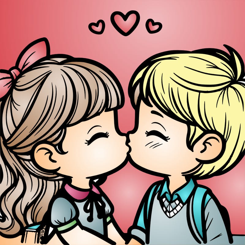 boy and girl kissing