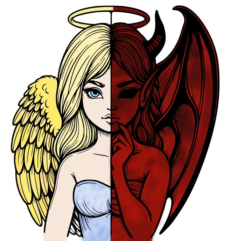 realistic angel half demon