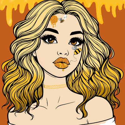 realistic girl with wavy hair and lips