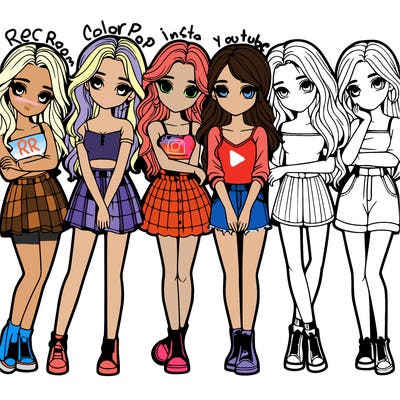 a group of girls realistic