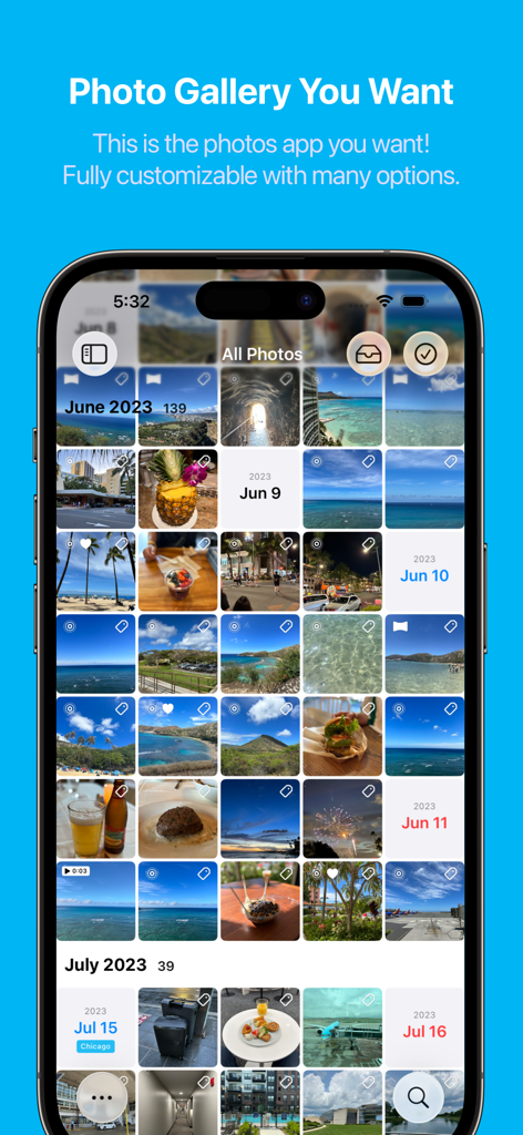 HashPhotos - HashPhotos app interface showing an organized and customizable photo gallery grid.