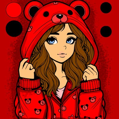 realistic girl in a animal pjs hoodie