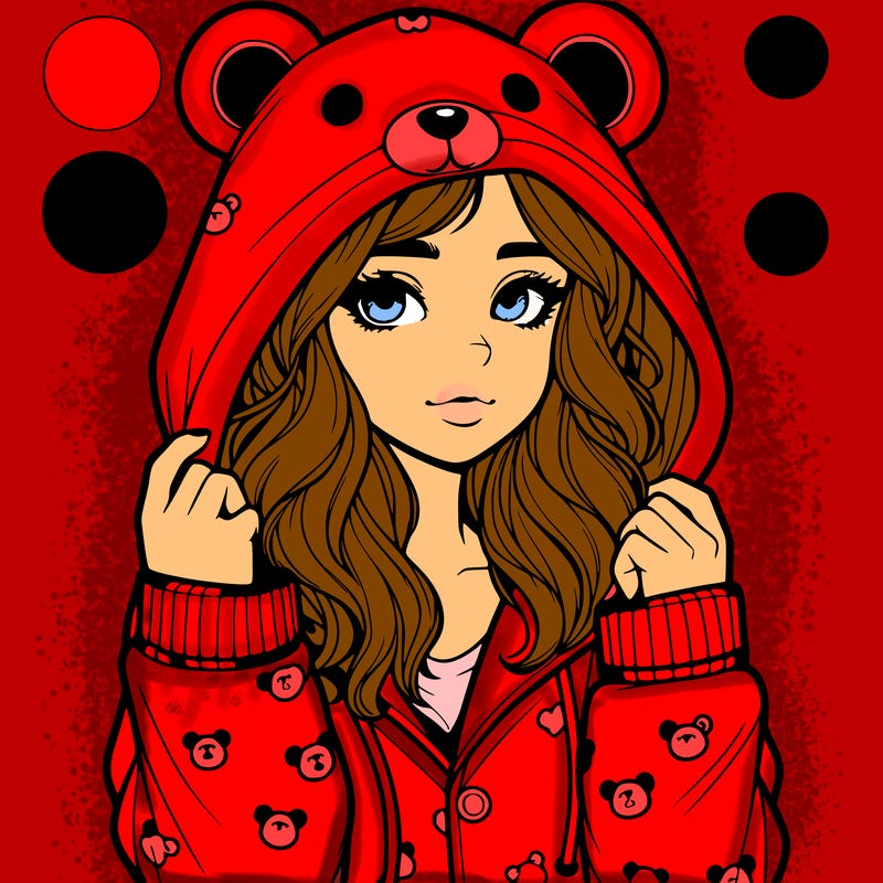 realistic girl in a animal pjs hoodie