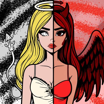 devil vs angel realistic girl