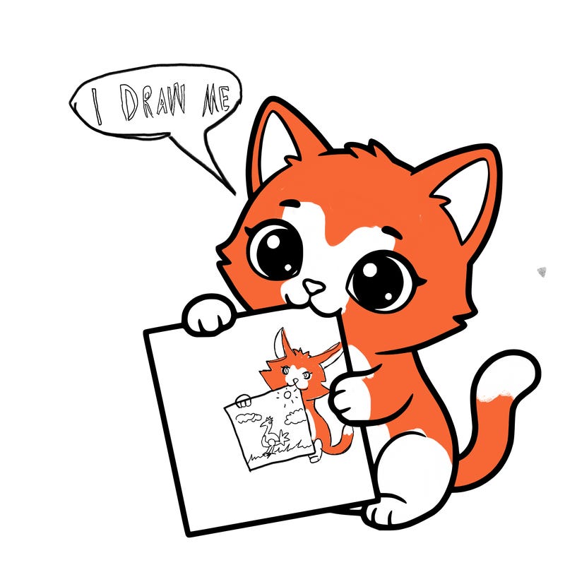 a small cat with a blank sheet of paper in its hand. the cat is sooooooo cute!