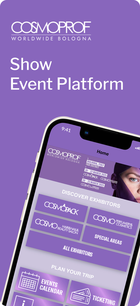 Cosmoprof Worldwide Bologna - Aplicativo móvel da plataforma de eventos da feira Cosmoprof Worldwide Bologna.