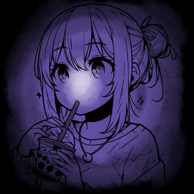 manga character drinking boba