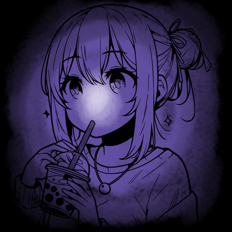 manga character drinking boba