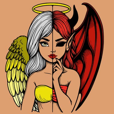 realistic angel half demon