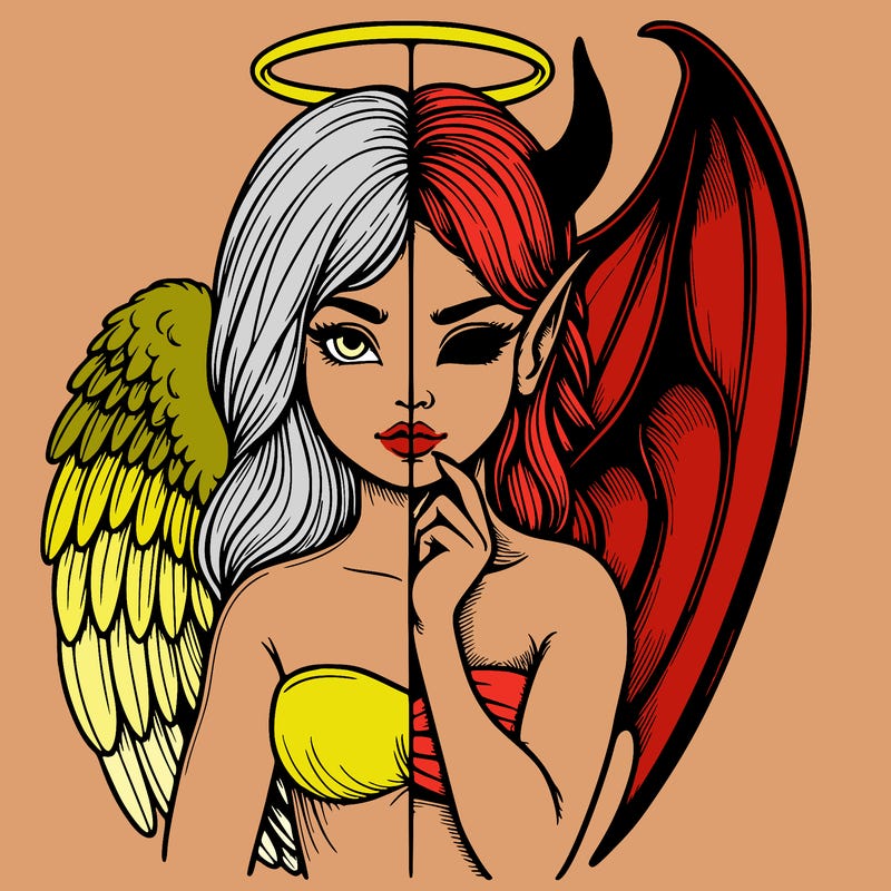 realistic angel half demon