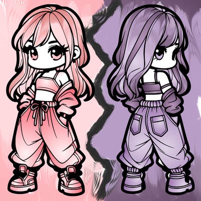 girl in crop top and baggy pants