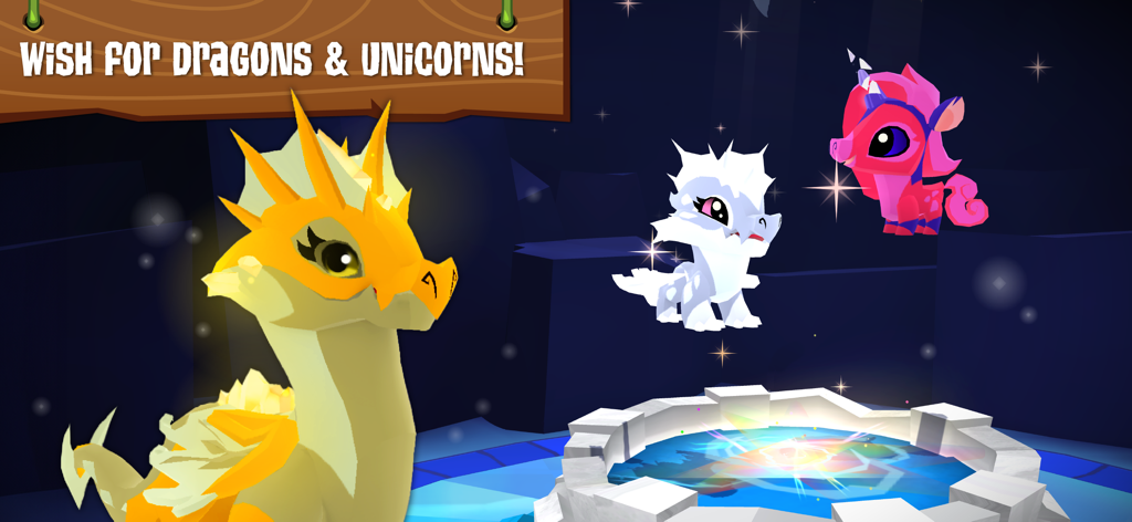 Animal Jam - Colorful dragon and unicorn characters in the Animal Jam 3D world