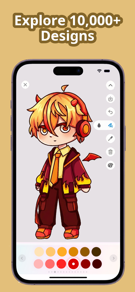 Chibi Coloring Book: Anime Art - A chibi anime character with dragon wings colored in the Chibi Coloring Book app