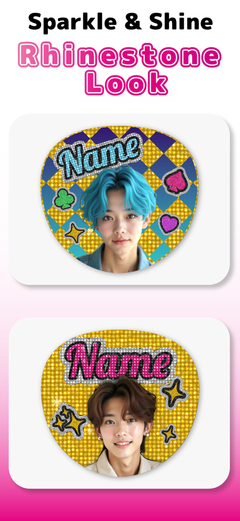 Uchiwa Maker – Get Fan Service - Exemplos de designs de fãs uchiwa com brilho e cintilância com um visual de strass e fundos brilhantes