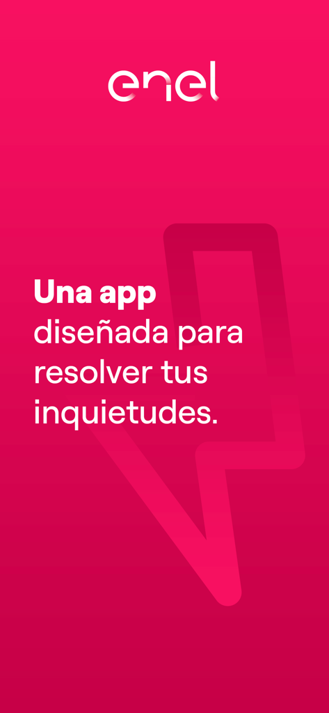 Enel Clientes Chile app welcome screen with magenta background and brand logo