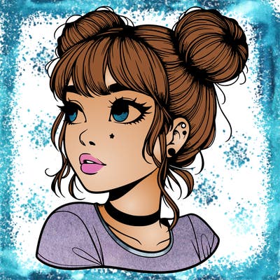 realistic girl with spacebuns