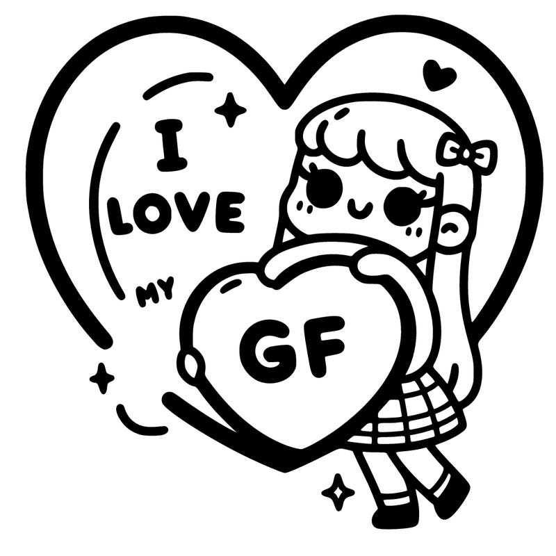 heart with the inside saying “i love my gf”