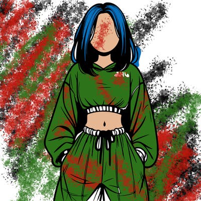 realistic girl faceless with baggy pants and a crop top