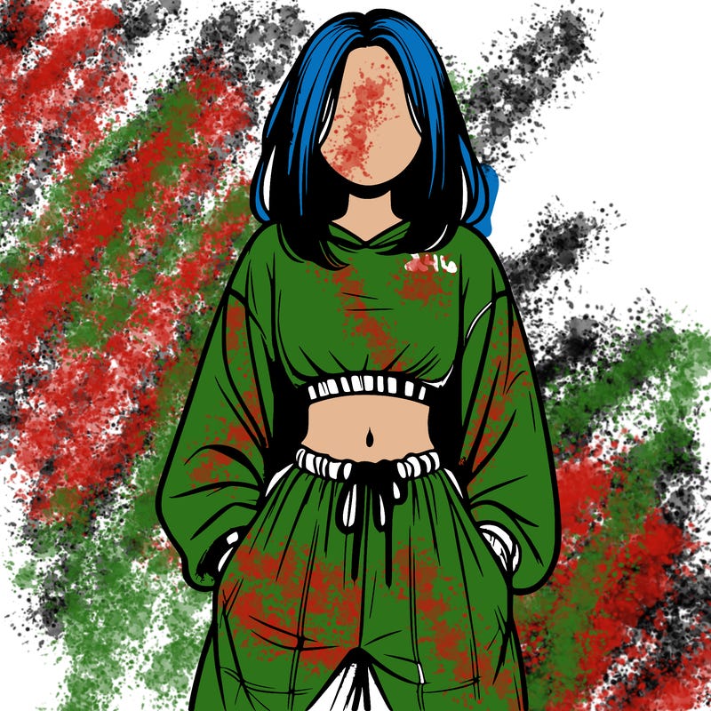 realistic girl faceless with baggy pants and a crop top