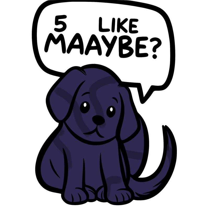 a puppy that says 5 like maybe