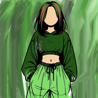 realistic girl faceless with baggy pants and a crop top