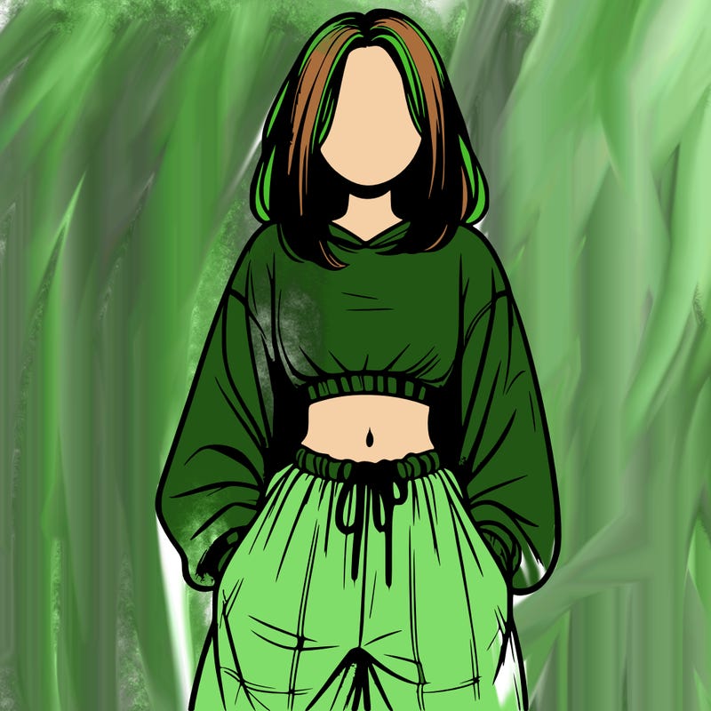 realistic girl faceless with baggy pants and a crop top