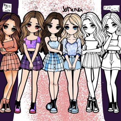 a group of girls realistic