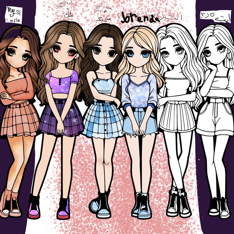 a group of girls realistic