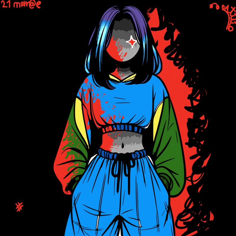 realistic girl faceless with baggy pants and a crop top