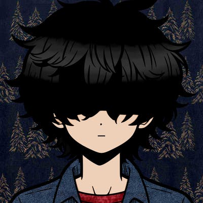 manga boy fluffy hair covering his eyes